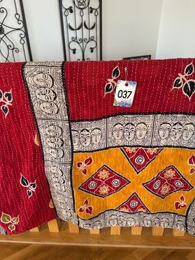 K37 Unique Gorgeous Reversible Twin Kantha Quilt